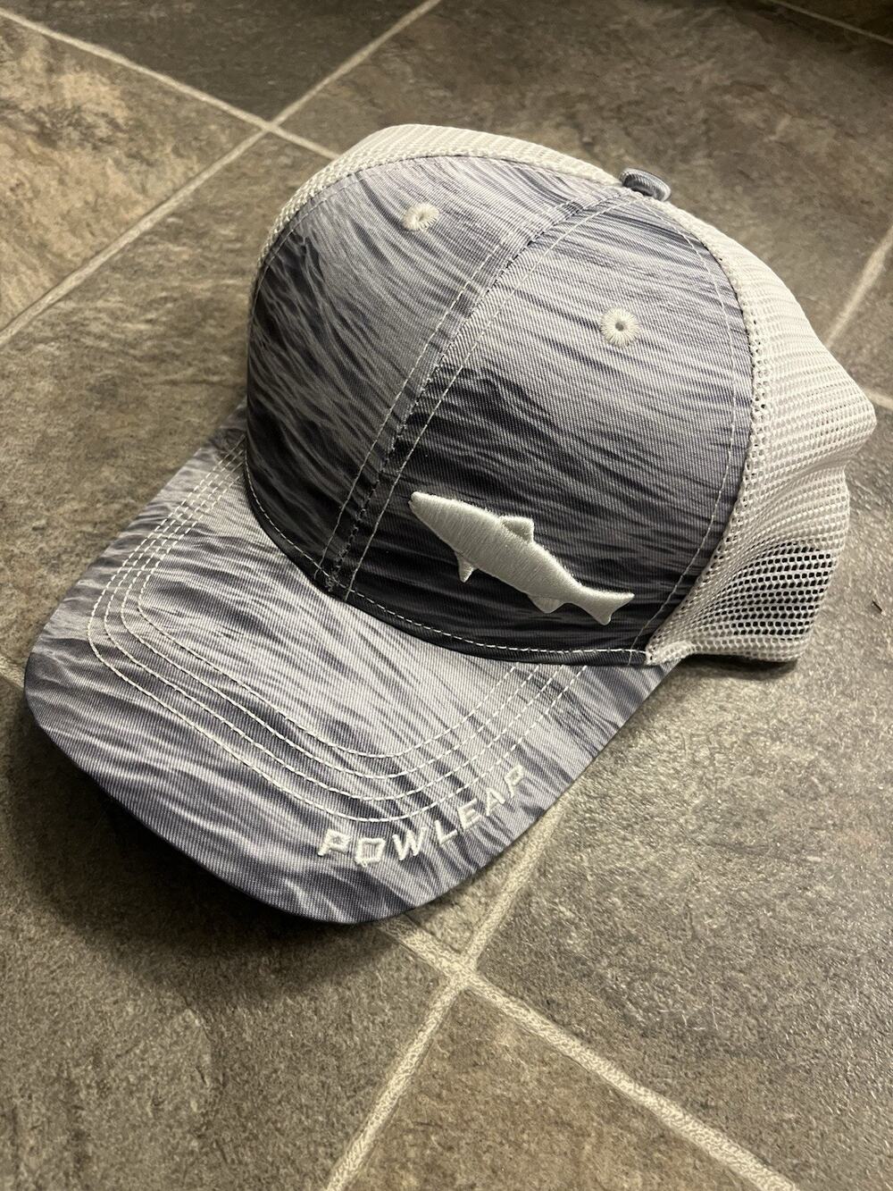 Powleap Trout Fly Fishing MESH TRUCKER One Size Hook & loop Grey White UPF 50+